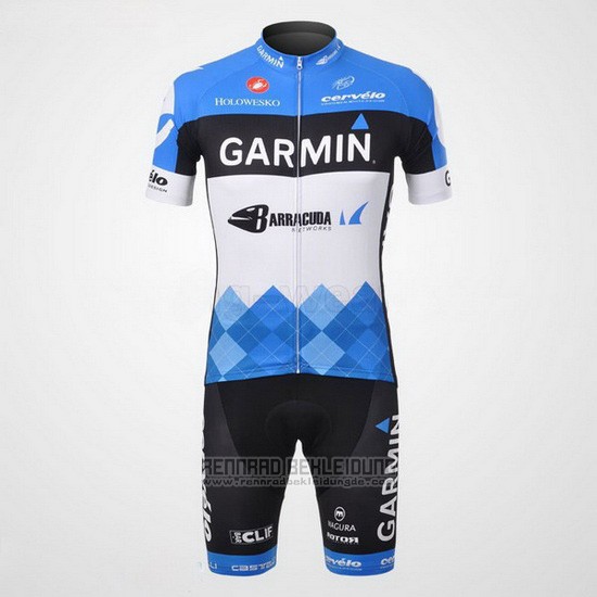 2012 Fahrradbekleidung Garmin Cervelo Wei und Azurblau Trikot Kurzarm und Tragerhose - zum Schließen ins Bild klicken